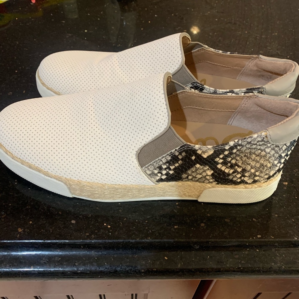 Sam Edelman Banks Perforated snakeskin sneakers